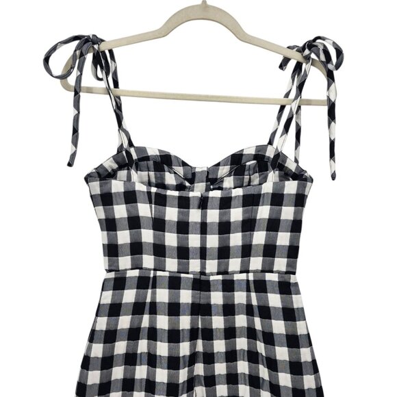 LPA Revolve Womens XS Dress Rachele Checker Black White Tie Strap Mini Party - Picture 5 of 12